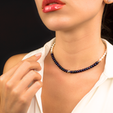 Women's White & Black Pearl Choker – Grace, Power, Magnetic Clarity and Silver
